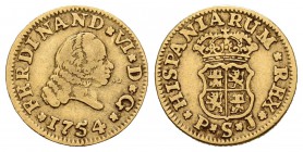 Fernando VI (1746-1759). 1/2 escudo. 1754. Sevilla. PJ. (Cal-267). Au. 1,70 g. MBC-. Est...110,00.