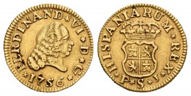 Fernando VI (1746-1759). 1/2 escudo. 1756. Sevilla. PJ. (Cal-269). Au. 1,77 g. Golpecitos en el canto. MBC+. Est...120,00.