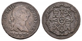 Carlos III (1759-1788). 1 maravedí. 1773. Segovia. (Cal-1927). Ae. 1,25 g. BC+/MBC-. Est...35,00.