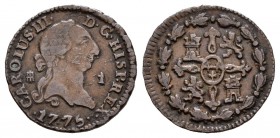 Carlos III (1759-1788). 1 maravedí. 1775. Segovia. (Cal). Ae. 1,11 g. MBC. Est...50,00.