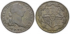 Carlos III (1759-1788). 4 maravedís. 1775. Segovia. (Cal-1901). Ae. 5,05 g. MBC. Est...25,00.
