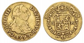 Carlos III (1759-1788). 1/2 escudo. 1773. Madrid. PJ. (Cal-767). Au. 1,73 g. MBC-. Est...100,00.