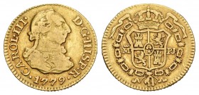 Carlos III (1759-1788). 1/2 escudo. 1779. Madrid. PJ. (Cal-773). Au. 1,76 g. MBC-. Est...100,00.