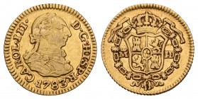 Carlos III (1759-1788). 1/2 escudo. 1783. Madrid. JD. (Cal-774). Au. 1,75 g. MBC-. Est...110,00.