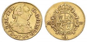 Carlos III (1759-1788). 1/2 escudo. 1786. Madrid. DV. (Cal-778). Au. 1,70 g. MBC+. Est...100,00.