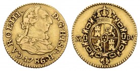 Carlos III (1759-1788). 1/2 escudo. 1786. Madrid. DV. (Cal-778). Au. 1,72 g. MBC. Est...110,00.