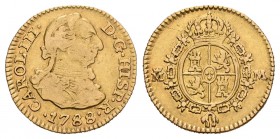 Carlos III (1759-1788). 1/2 escudo. 1788. Madrid. M. (Cal-781). Au. 1,70 g. BC+/MBC-. Est...100,00.