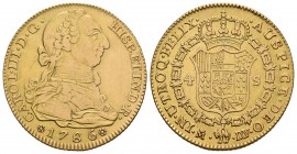 Carlos III (1759-1788). 4 escudos. 1786. Madrid. DV. (Cal-311). Au. 13,43 g. Limpiada. MBC-. Est...400,00.