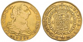 Carlos III (1759-1788). 4 escudos. 1788. Madrid. M. (Cal-315). Au. 13,38 g. BC+/MBC-. Est...400,00.