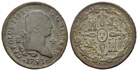 Carlos IV (1788-1808). 4 maravedís. 1791. Segovia. (Cal-1503). Ae. 5,16 g. MBC. Est...15,00.