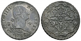 Carlos IV (1788-1808). 4 maravedís. 1792. Segovia. (Cal-1504). Ae. 5,35 g. MBC+. Est...40,00.