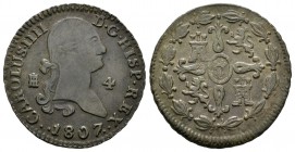 Carlos IV (1788-1808). 4 maravedís. 1807. Segovia. (Cal-1519). Ae. 4,50 g. MBC+. Est...35,00.