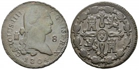 Carlos IV (1788-1808). 8 maravedís. 1804. Segovia. (Cal-1495). Ae. 11,37 g. MBC-/MBC. Est...25,00.