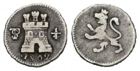 Carlos IV (1788-1808). 1/4 real. 1802. Potosí. (Cal-1419). Ag. 0,75 g. BC+. Est...40,00.