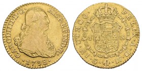 Carlos IV (1788-1808). 1 escudo. 1798. Madrid. MF. (Cal-497). Au. 3,37 g. BC+/MBC-. Est...110,00.
