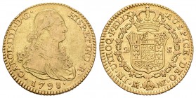 Carlos IV (1788-1808). 2 escudos. 1798. Madrid. MF. (Cal-335). Au. 6,59 g. BC+/MBC-. Est...200,00.