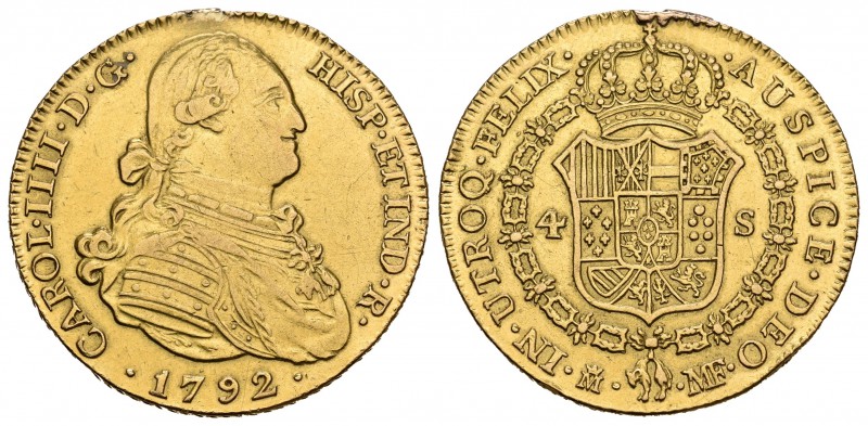 Carlos IV (1788-1808). 4 escudos. 1792. Madrid. MF. (Cal-202). Au. 13,51 g. Sold...