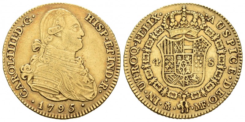 Carlos IV (1788-1808). 4 escudos. 1795. Madrid. MF. (Cal-204). Au. 13,34 g. MBC....