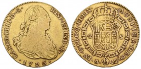 Carlos IV (1788-1808). 4 escudos. 1796. Madrid. MF. (Cal-205). Au. 13,34 g. BC+/MBC-. Est...400,00.