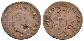 Fernando VII (1808-1833). 1 maravedí. 1820. Pamplona. (Cal-1653). Ae. 1,95 g. Raya en anverso. MBC-. Est...30,00.