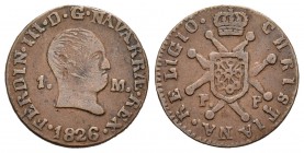 Fernando VII (1808-1833). 1 maravedí. 1826. Pamplona. (Cal-1655). Ae. 1,95 g. MBC. Est...35,00.