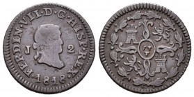 Fernando VII (1808-1833). 2 maravedía. 1818. Jubia. (Cal-1585). Ae. 2,70 g. BC+. Est...18,00.