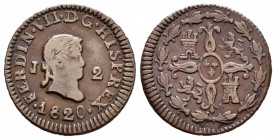 Fernando VII (1808-1833). 2 maravedís. 1820. Jubia. (Cal-1587). Ae. 2,52 g. MBC-. Est...15,00.