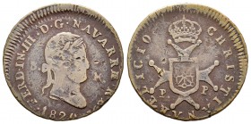 Fernando VII (1808-1833). 3 maravedís. 1820. Pamplona. (Cal-1641). Ae. 5,89 g. MBC-. Est...35,00.