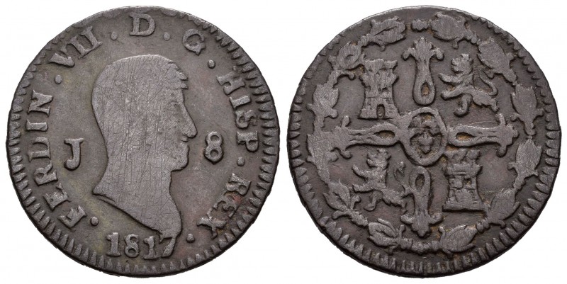 Fernando VII (1808-1833). 8 maravedís. 1817. Jubia. (Cal-1550). Ae. 9,51 g. BC. ...