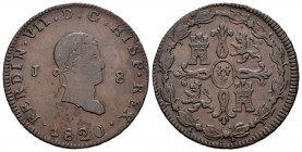 Fernando VII (1808-1833). 8 maravedís. 1820. Jubia. (Cal-1554). Ae. 10,20 g. MBC-. Est...25,00.