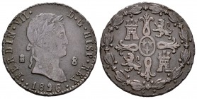 Fernando VII (1808-1833). 8 maravedís. 1826. Segovia. (Cal-1687). Ae. 11,04 g. Dos puntos a izquierda de la fecha. MBC-/MBC. Est...30,00.