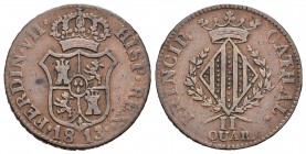Fernando VII (1808-1833). 2 cuartos. 1813. Cataluña. (Cal-1527). Ae. 5,04 g. MBC-. Est...40,00.