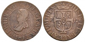 Fernando VII (1808-1833). 12 dineros. 1812. Mallorca. (Cal-1594). Ae. 6,55 g. MBC-/MBC. Est...25,00.