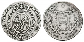 Fernando VII (1808-1833). Medalla de proclamación. 1808. Madrid. Ag. 2,99 g. 20 mm. Módulo de 1 real. BC+. Est...15,00.