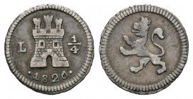 Fernando VII (1808-1833). 1/4 real. 1820. Lima. (Cal-1461). Ag. 0,83 g. MBC. Est...75,00.