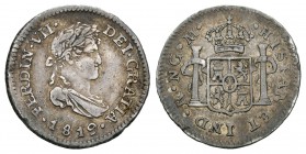 Fernando VII (1808-1833). 1/2 real. 1819. Guatemala. M. (Cal-1292). Ag. 1,60 g. MBC+. Est...40,00.