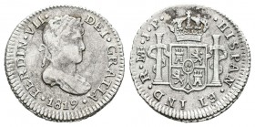 Fernando VII (1808-1833). 1/2 real. 1819. Lima. JP. (Cal-1313). Ag. 1,62 g. Oxidaciones superficiales. MBC-/MBC. Est...30,00.