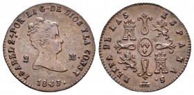 Isabel II (1833-1868). 2 maravedís. 1843. Segovia. (Cal-555). Ae. 2,07 g. EBC. Est...40,00.