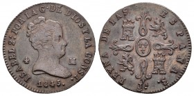 Isabel II (1833-1868). 4 maravedís. 1845. Jubia. (Cal-515). Ae. 4,53 g. MBC+. Est...35,00.