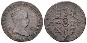 Isabel II (1833-1868). 4 maravedís. 1847. Jubia. (Cal-517). Ae. 4,77 g. BC+. Est...18,00.