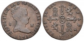 Isabel II (1833-1868). 8 maravedís. 1843. Jubia. (Cal-481). Ae. 11,03 g. MBC. Est...30,00.