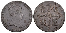Isabel II (1833-1868). 8 maravedís. 1845. Jubia. (Cal-483). Ae. 10,21 g. MBC. Est...25,00.