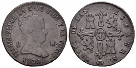 Isabel II (1833-1868). 8 maravedís. 1838. Segovia. (Cal-493). Ae. 9,95 g. BC. Est...12,00.