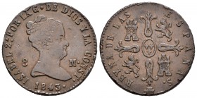 Isabel II (1833-1868). 8 maravedís. 1843. Segovia. (Cal-499). Ae. 9,60 g. Golpes. MBC. Est...20,00.