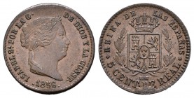 Isabel II (1833-1868). 5 céntimos de real. 1856. Segovia. (Cal-613). Ae. 1,83 g. MBC+. Est...25,00.