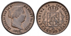 Isabel II (1833-1868). 5 céntimos de real. 1862. Segovia. (Cal-619). Ae. 1,95 g. MBC+. Est...20,00.