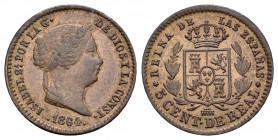 Isabel II (1833-1868). 5 céntimos de real. 1864. Segovia. (Cal-621). Ae. 2,02 g. MBC+. Est...25,00.