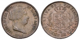 Isabel II (1833-1868). 10 céntimos de real. 1863. Segovia. (Cal-609). Ae. 4,02 g. EBC-. Est...40,00.