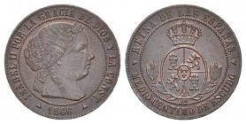 Isabel II (1833-1868). 1/2 céntimo de escudo. 1866. Segovia. OM. (Cal-663). Ae. 1,24 g. EBC. Est...18,00.