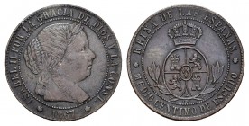 Isabel II (1833-1868). 1/2 céntimo de escudo. 1867. Sevilla. OM. (Cal-679). Ae. 1,13 g. MBC+. Est...30,00.